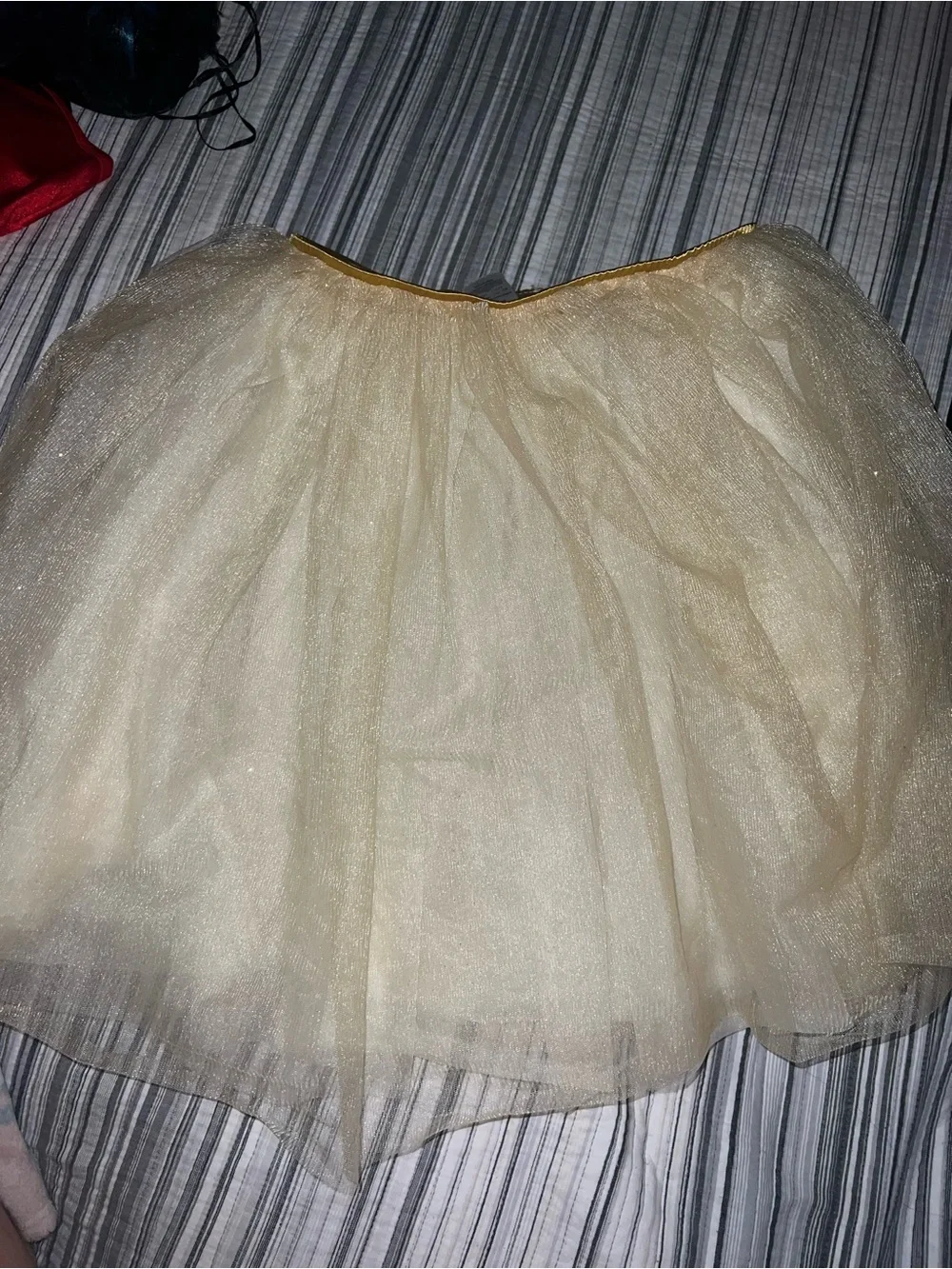 Women’s Champagne Tulle Skirt with Gold Waistband
